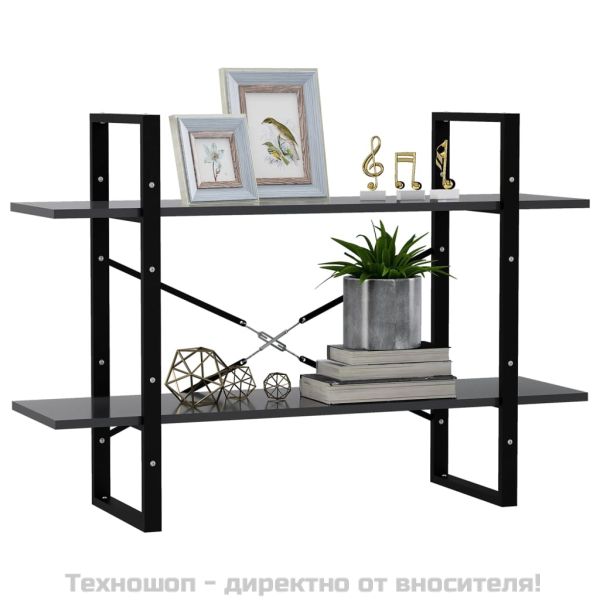 2-етажна библиотека, сива, 100x30x70 см, инженерно дърво