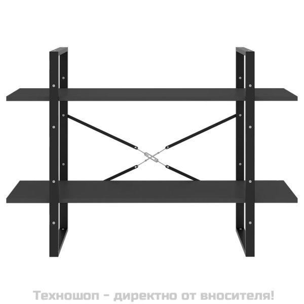 2-етажна библиотека, сива, 100x30x70 см, инженерно дърво