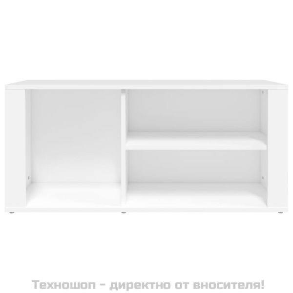Шкаф за обувки, бял, 100x35x45 см, инженерно дърво