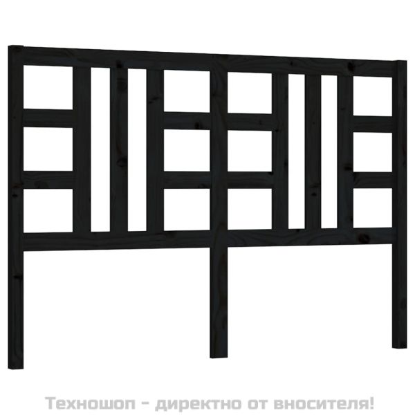 Горна табла за легло, черна, 146x4x100 см, бор масив