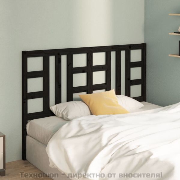 Горна табла за легло, черна, 146x4x100 см, бор масив