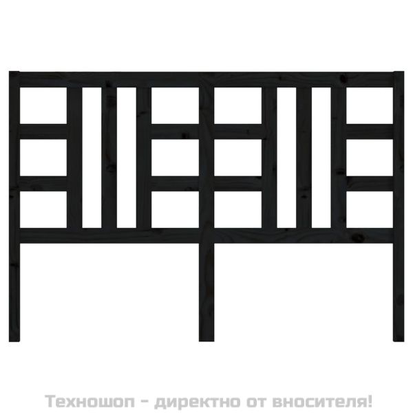Горна табла за легло, черна, 146x4x100 см, бор масив