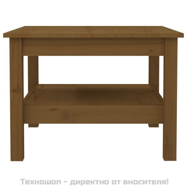 Кафе маса, меденокафява, 55x55x40 см, борово дърво масив