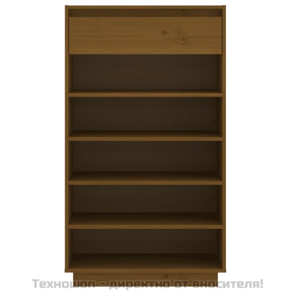 Шкаф за обувки, меденокафяв, 60x34x105 см, бор масив