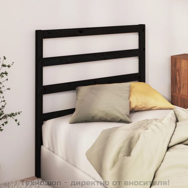 Горна табла за легло, черна, 81x4x100 см, бор масив