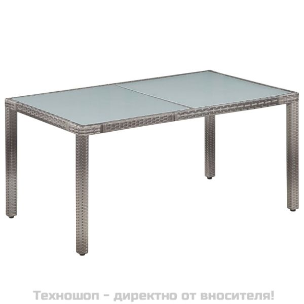 Градински комплект с възглавници, 7 части, полиратан, сив