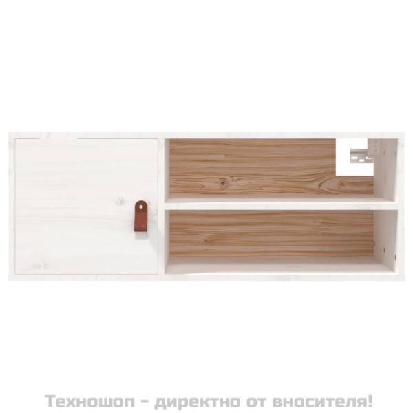 Стенен шкаф, бял, 80x30x30 см, борово дърво масив