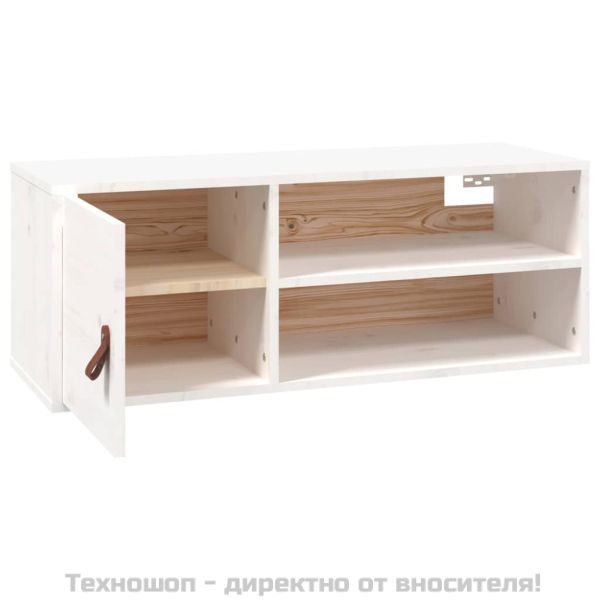Стенен шкаф, бял, 80x30x30 см, борово дърво масив