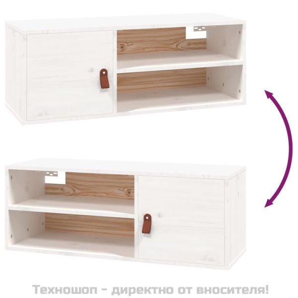 Стенен шкаф, бял, 80x30x30 см, борово дърво масив