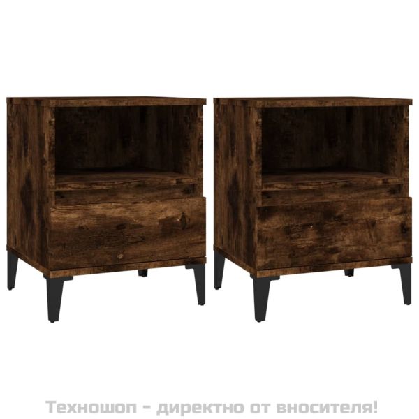 Нощни шкафчета 2 бр опушен дъб 40x35x50 см