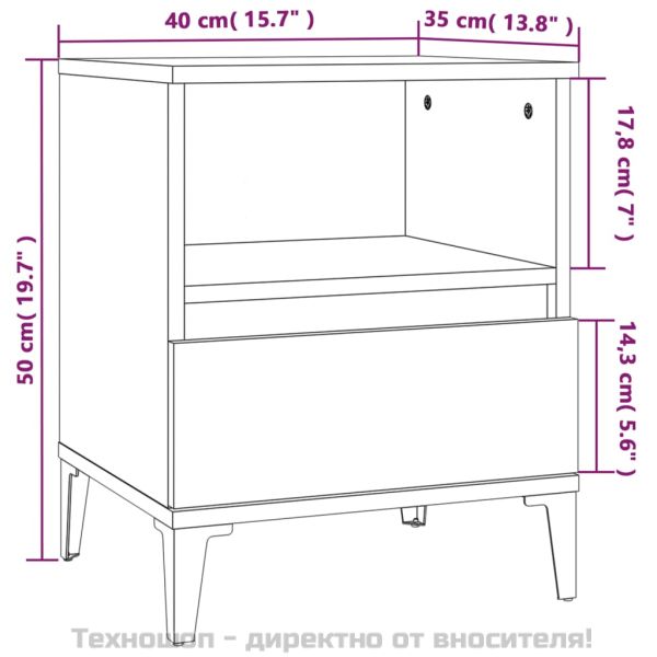 Нощни шкафчета 2 бр опушен дъб 40x35x50 см