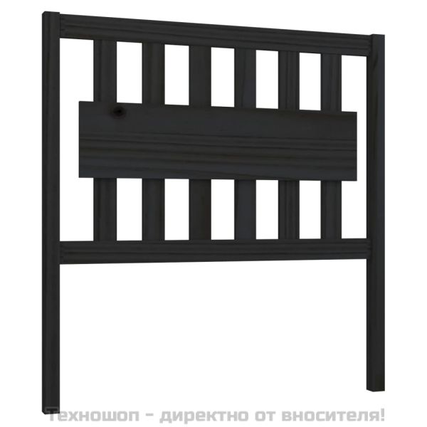 Горна табла за легло, черна, 95,5x4x100 см, бор масив