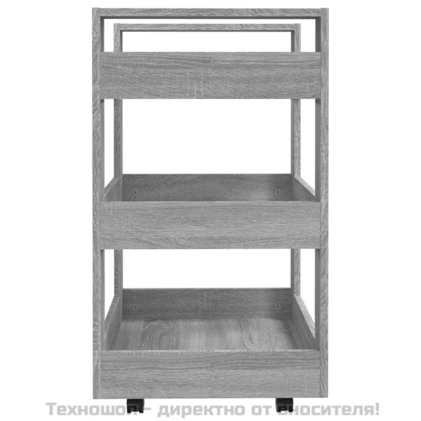 Кухненска количка, сив сонома, 60x45x80 см, инженерно дърво