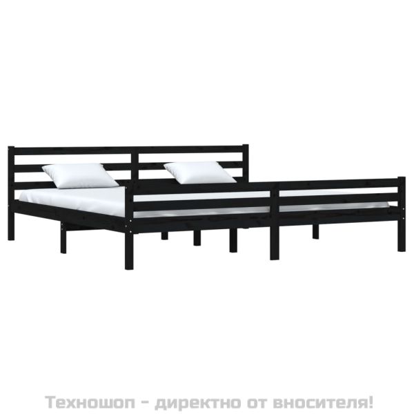 Рамка за легло, черна, дърво масив, 200x200 см