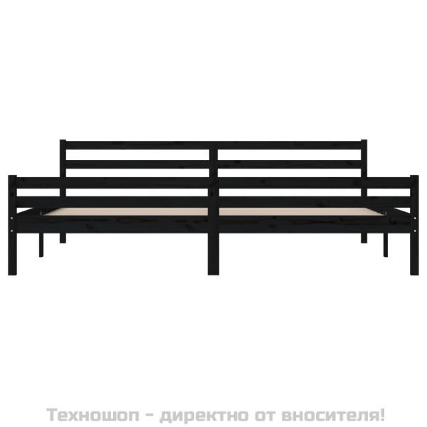 Рамка за легло, черна, дърво масив, 200x200 см