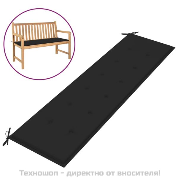 Възглавница за градинска пейка черна 180x50x3 см оксфорд плат