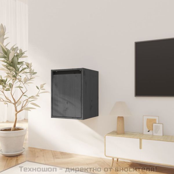 Стенни шкафове, 2 бр, сиви, 30x30x40 см, бор масив