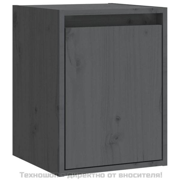 Стенни шкафове, 2 бр, сиви, 30x30x40 см, бор масив