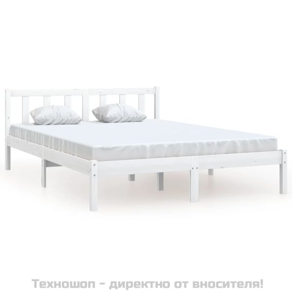 Рамка за легло, бяла, бор масив, 150x200 cм, King Size