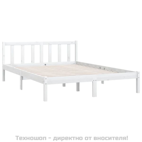 Рамка за легло, бяла, бор масив, 150x200 cм, King Size