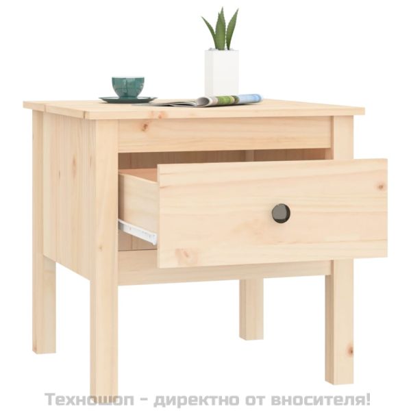 Странична масичка, 50x50x49 см, борово дърво масив