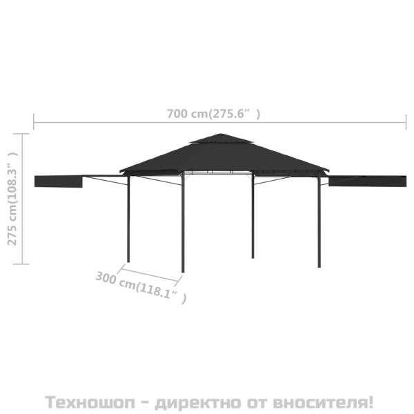 Шатра с двойно разтегаем покрив 3x3x2,75 м антрацит 180 г/м²