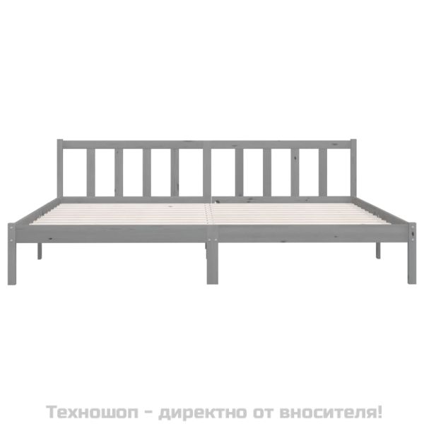 Рамка за легло, сива, борово дърво масив, 200x200 см