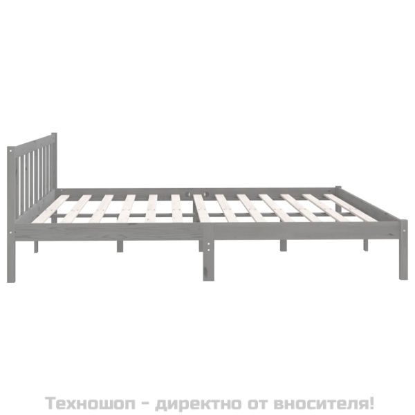 Рамка за легло, сива, борово дърво масив, 200x200 см