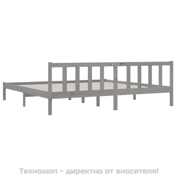 Рамка за легло, сива, борово дърво масив, 200x200 см