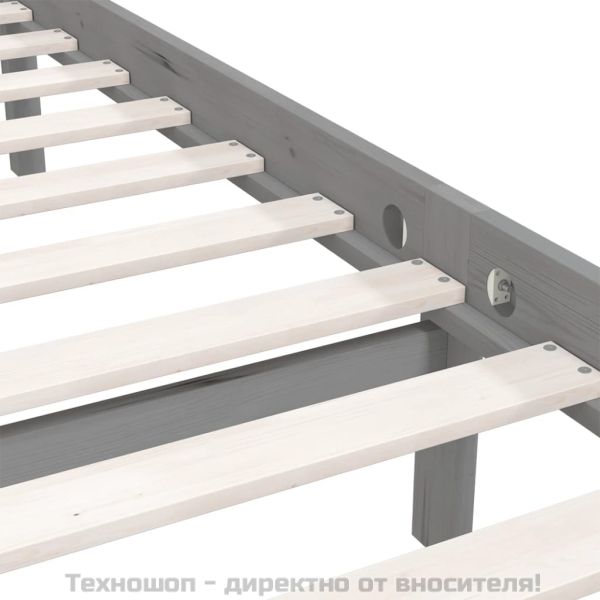 Рамка за легло, сива, борово дърво масив, 200x200 см