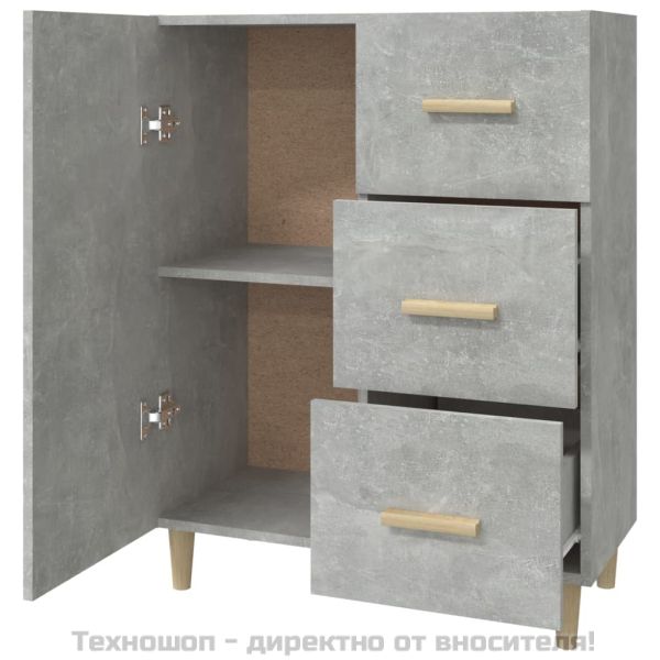 Сайдборд, бетонно сив, 69,5x34x90 см, инженерно дърво