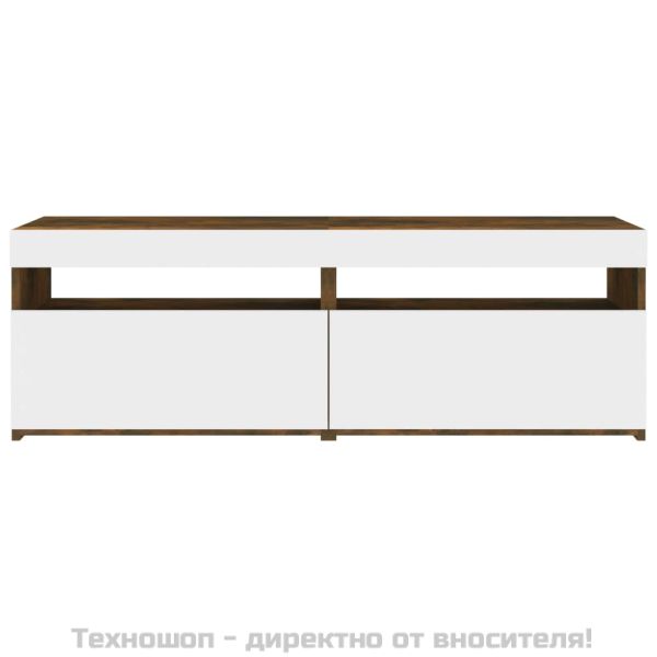 ТВ шкафове, 2 бр, с LED осветление, опушен дъб, 60x35x40 см