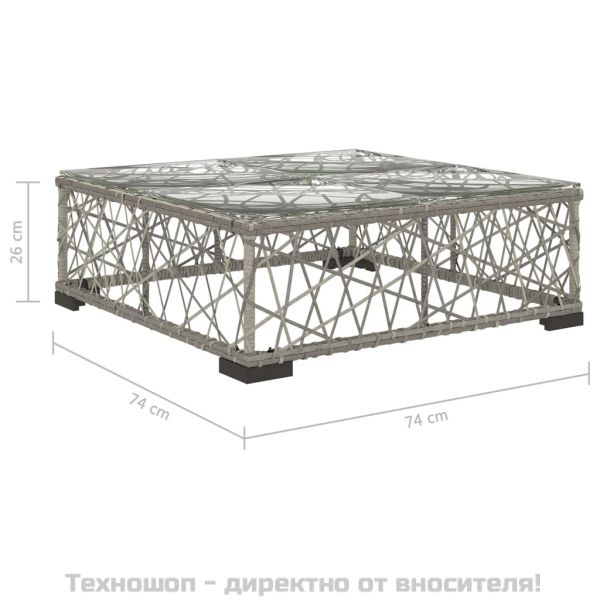 Градински комплект с възглавници, 6 части, полиратан, сив