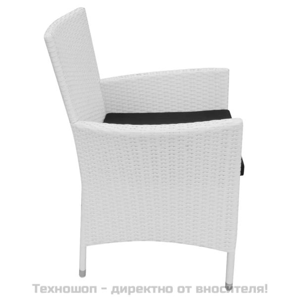 Градински трапезен комплект, 5 части, полиратан, кремавобял