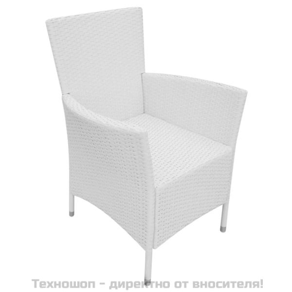 Градински трапезен комплект, 5 части, полиратан, кремавобял