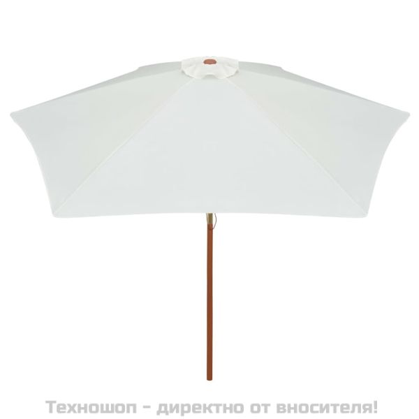 Чадър, 270x270 см, дървен прът, кремавобял