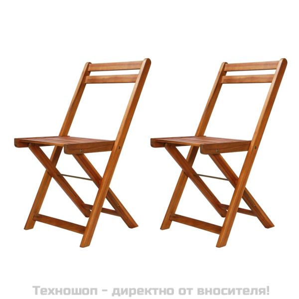 Градински бистро комплект, 3 части, сгъваем, акация масив