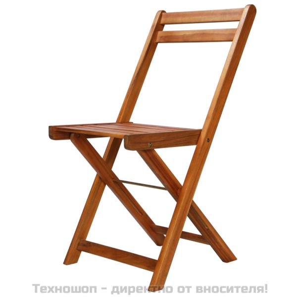Градински бистро комплект, 3 части, сгъваем, акация масив