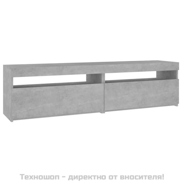 ТВ шкафове, 2 бр, с LED осветление, бетонно сиви, 75x35x40 см