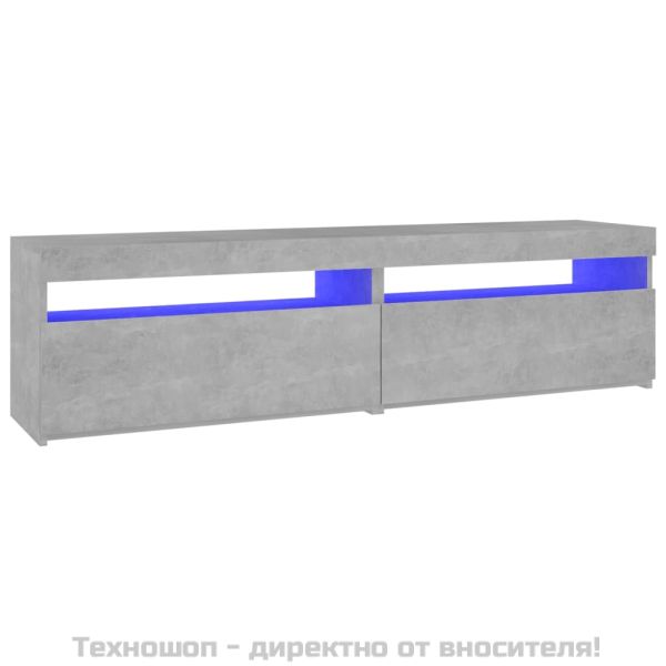 ТВ шкафове, 2 бр, с LED осветление, бетонно сиви, 75x35x40 см