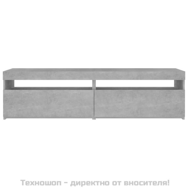 ТВ шкафове, 2 бр, с LED осветление, бетонно сиви, 75x35x40 см