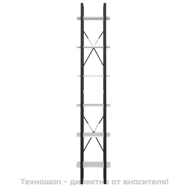 6-етажна библиотека, бяла, 40x30x210 см, инженерно дърво