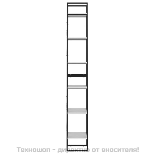 6-етажна библиотека, бяла, 40x30x210 см, инженерно дърво
