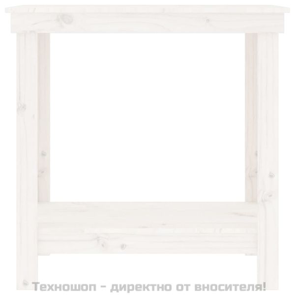 Работна маса, бяла, 80x50x80 см, борово дърво масив
