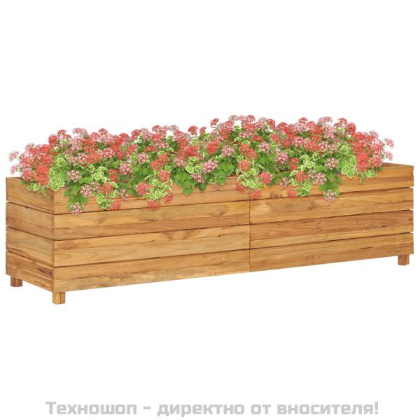 Повдигната леха 150x40x38 см рециклирано тиково дърво и стомана