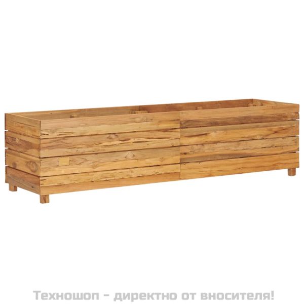 Повдигната леха 150x40x38 см рециклирано тиково дърво и стомана