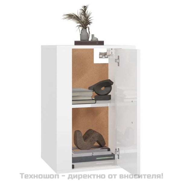 ТВ шкафове със стенен монтаж, 2 бр, бял гланц, 40x34,5x60 см