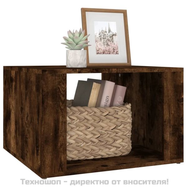 Нощна масичка, опушен дъб, 57x55x36 см, инженерно дърво