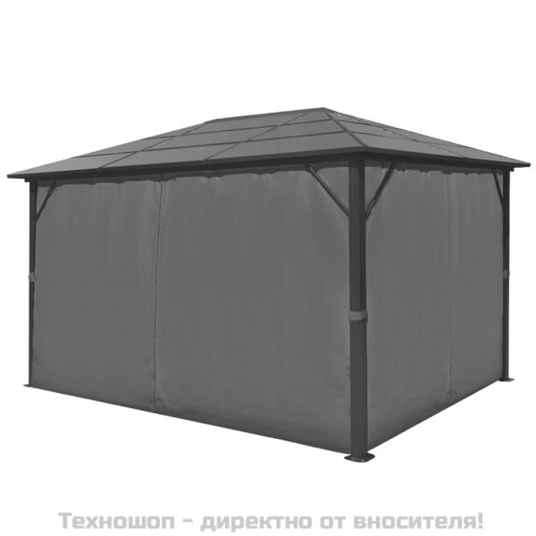 Шатра със завеси, антрацит, алуминий, 400х300 см