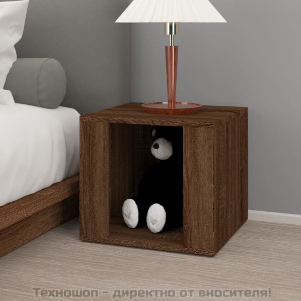 Нощна масичка, кафяв дъб, 41x40x36 см, инженерно дърво